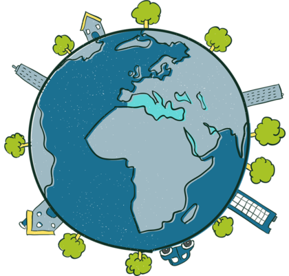 globe with homes